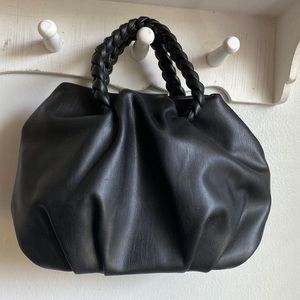Faux black Leather puffy purse NWOT